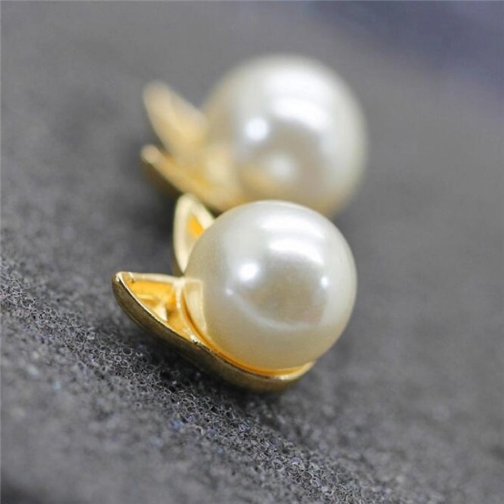Gold cat pearl earrings NEW - Picture 3 of 3